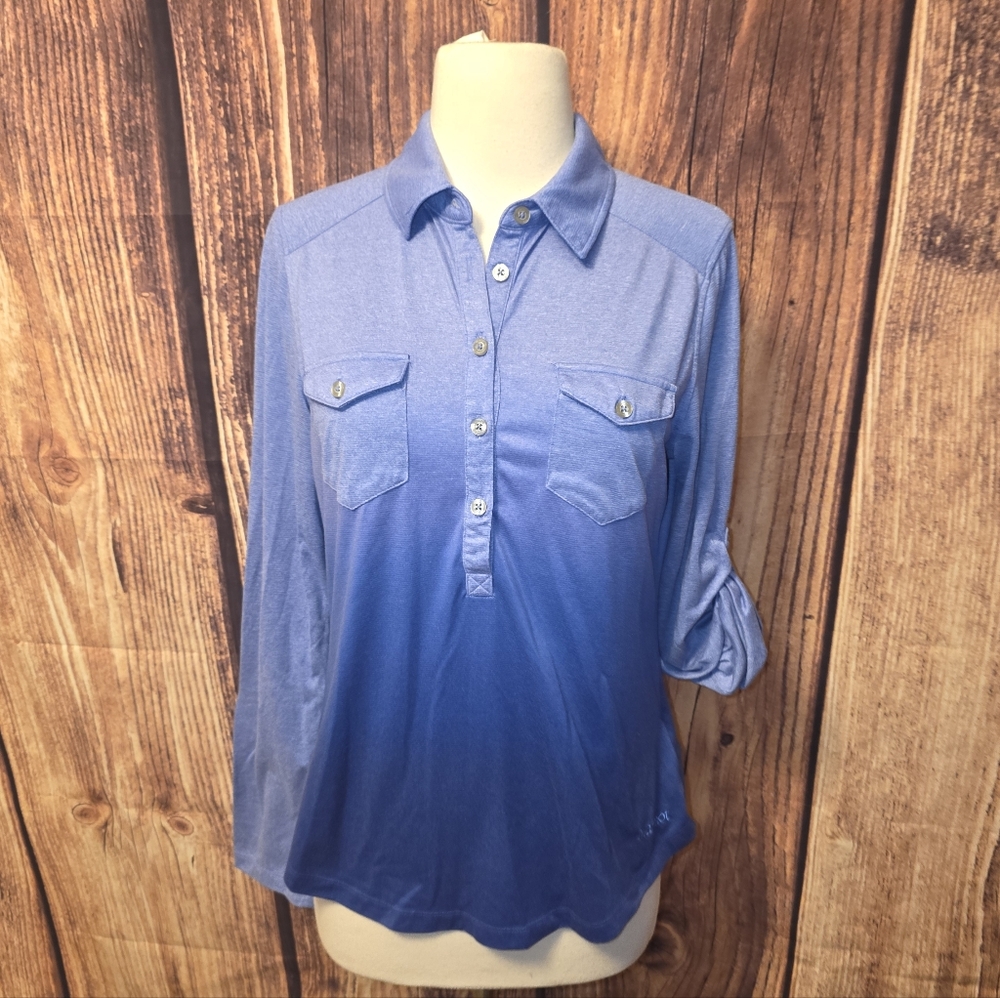 Marmot Allie Long Sleeve Top Size M Blue Ombre